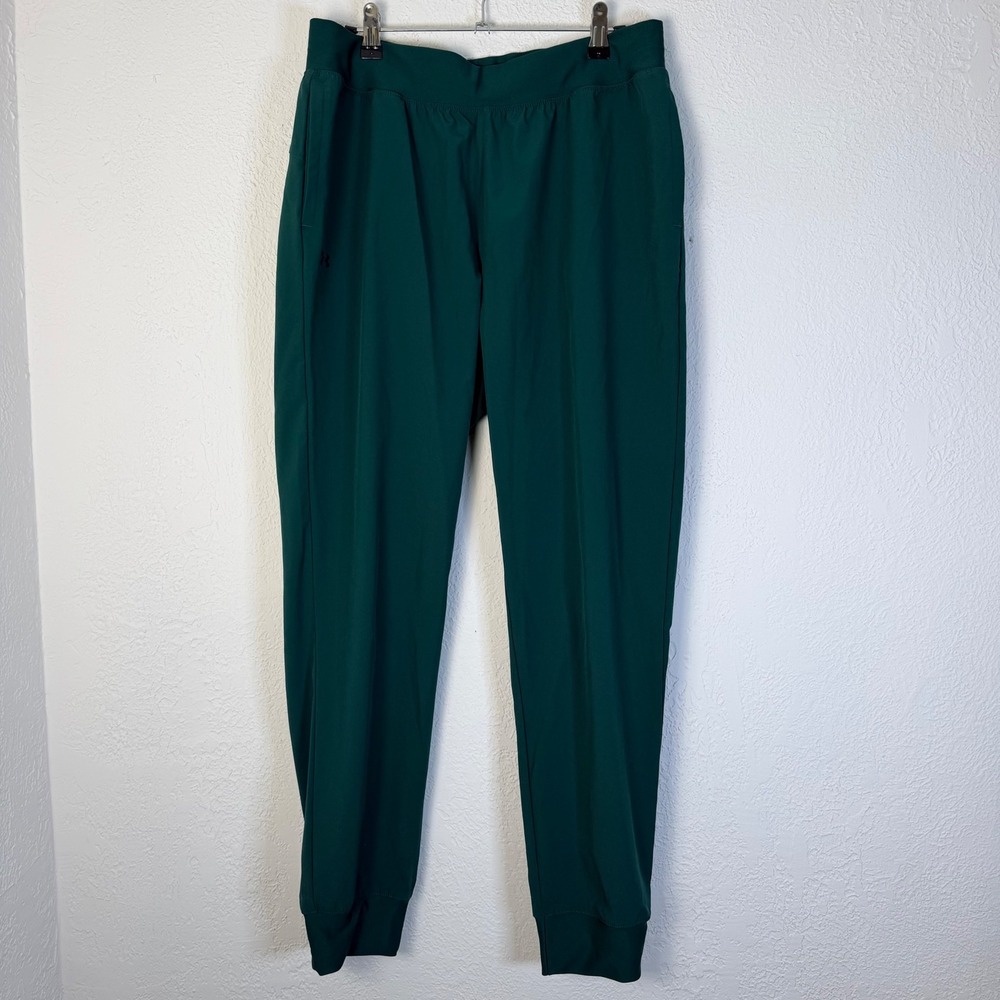 Under Armour Womens M Forest Green Athletic Tapered Jogger Pants Side Pockets